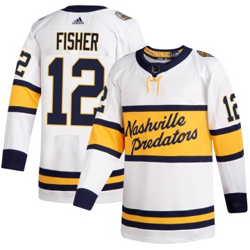 Authentic Adidas Youth Mike Fisher Nashville Predators 2020 Winter Classic Jersey - White
