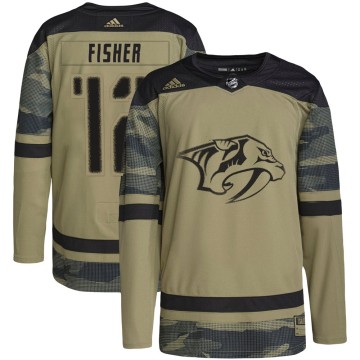 Authentic Adidas Youth Mike Fisher Nashville Predators Military Appreciation Practice Jersey - Camo