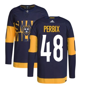 Authentic Adidas Youth Nick Perbix Nashville Predators 2022 Stadium Series Primegreen Jersey - Navy