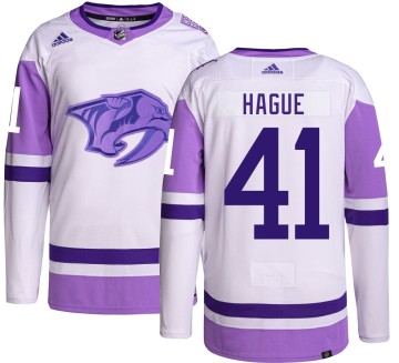 Authentic Adidas Youth Nicolas Hague Nashville Predators Hockey Fights Cancer Jersey -