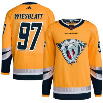 Authentic Adidas Youth Oasiz Wiesblatt Nashville Predators Reverse Retro 2.0 Jersey - Yellow