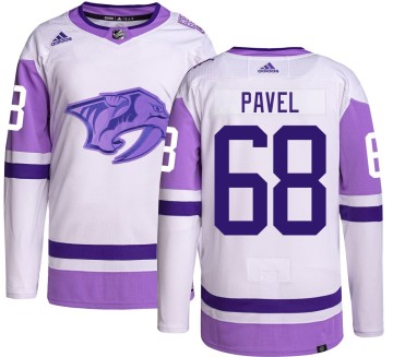 Authentic Adidas Youth Ondrej Pavel Nashville Predators Hockey Fights Cancer Jersey -