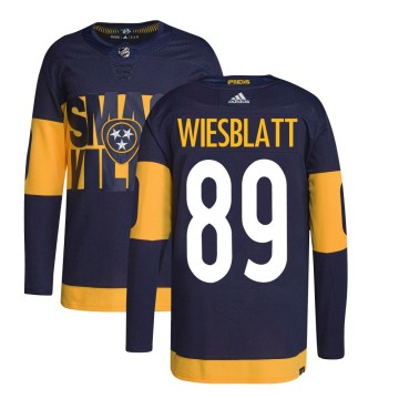 Authentic Adidas Youth Ozzy Wiesblatt Nashville Predators 2022 Stadium Series Primegreen Jersey - Navy