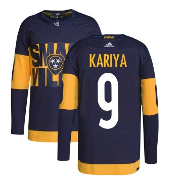 Authentic Adidas Youth Paul Kariya Nashville Predators 2022 Stadium Series Primegreen Jersey - Navy