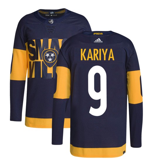 Authentic Adidas Youth Paul Kariya Nashville Predators 2022 Stadium Series Primegreen Jersey - Navy