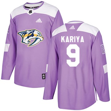 Authentic Adidas Youth Paul Kariya Nashville Predators Fights Cancer Practice Jersey - Purple