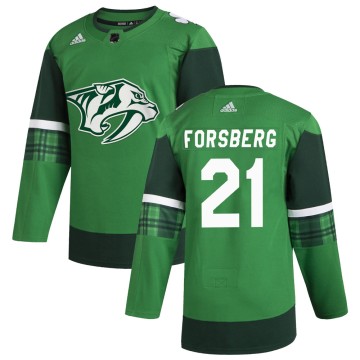 Authentic Adidas Youth Peter Forsberg Nashville Predators 2020 St. Patrick's Day Jersey - Green