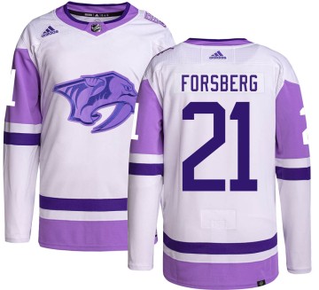 Authentic Adidas Youth Peter Forsberg Nashville Predators Hockey Fights Cancer Jersey -