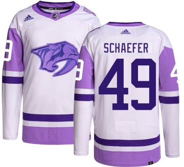 Authentic Adidas Youth Reid Schaefer Nashville Predators Hockey Fights Cancer Jersey -