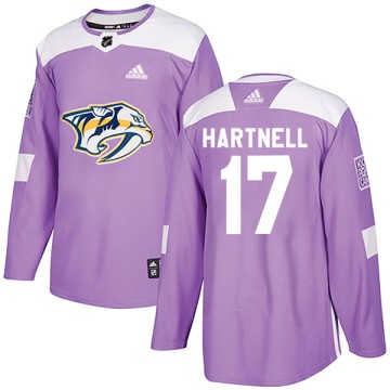 Authentic Adidas Youth Scott Hartnell Nashville Predators Fights Cancer Practice Jersey - Purple