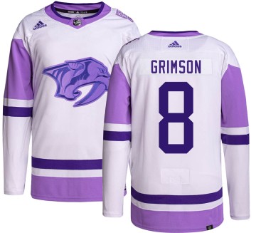 Authentic Adidas Youth Stu Grimson Nashville Predators Hockey Fights Cancer Jersey -