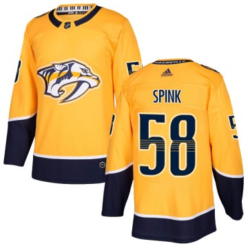 Authentic Adidas Youth Tyson Spink Nashville Predators Home Jersey - Gold