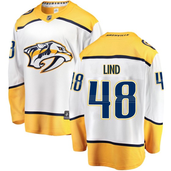 Breakaway Fanatics Branded Men's Kalan Lind Nashville Predators Away Jersey - White