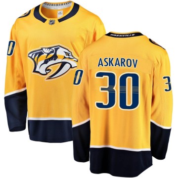 Breakaway Fanatics Branded Men's Yaroslav Askarov Nashville Predators Home Jersey - Gold