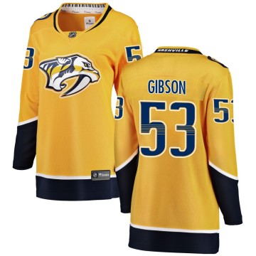 Breakaway Fanatics Branded Women's Andrew Gibson Nashville Predators Home Jersey - Yellow
