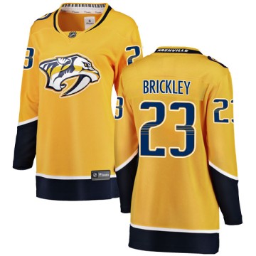 Breakaway Fanatics Branded Women's Connor Brickley Nashville Predators Home Jersey - Yellow