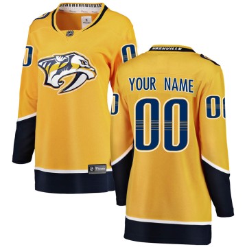 Breakaway Fanatics Branded Women's Custom Nashville Predators Custom Home Jersey - Yellow