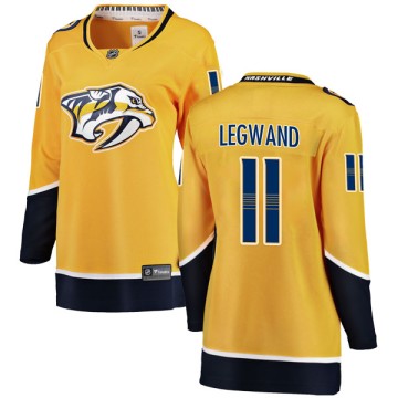 Breakaway Fanatics Branded Women's David Legwand Nashville Predators Home Jersey - Yellow