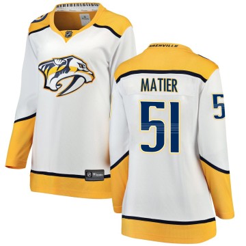 Breakaway Fanatics Branded Women's Jack Matier Nashville Predators Away Jersey - White