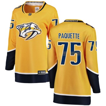 Breakaway Fanatics Branded Women's Jacob Paquette Nashville Predators Home Jersey - Yellow