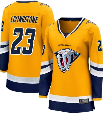 Breakaway Fanatics Branded Women's Jake Livingstone Nashville Predators Special Edition 2.0 Jersey - Yellow