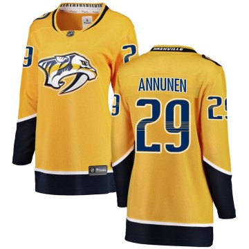 Breakaway Fanatics Branded Women's Justus Annunen Nashville Predators Home Jersey - Yellow