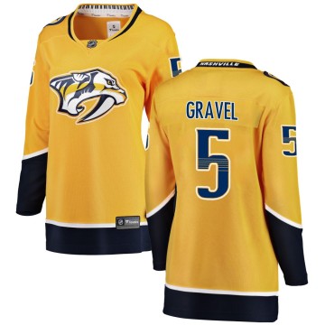 Breakaway Fanatics Branded Women's Kevin Gravel Nashville Predators Home Jersey - Yellow