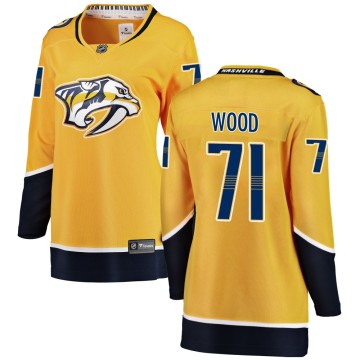 Breakaway Fanatics Branded Women's Matthew Wood Nashville Predators Home Jersey - Yellow