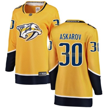 Breakaway Fanatics Branded Women's Yaroslav Askarov Nashville Predators Home Jersey - Yellow