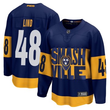 Breakaway Fanatics Branded Youth Kalan Lind Nashville Predators 2022 Stadium Series Jersey - Navy