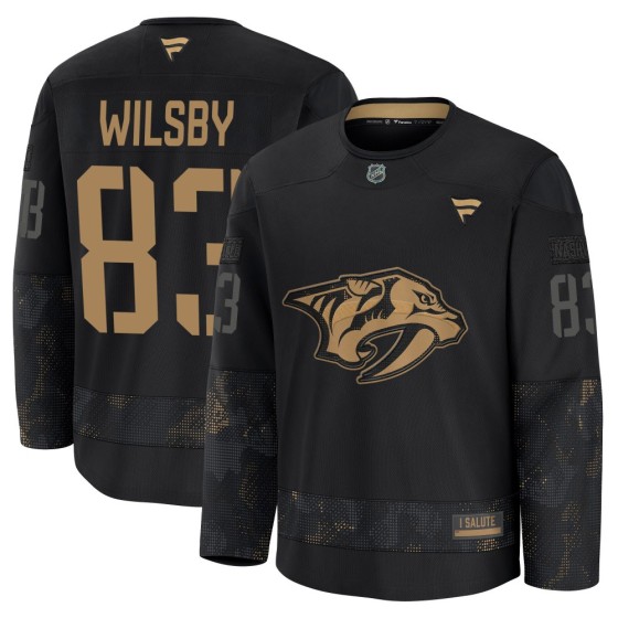 Premium Fanatics Men's Adam Wilsby Nashville Predators 2024 Military Appreciation Practice Jersey - Black