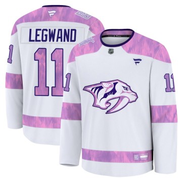 Premium Fanatics Men's David Legwand Nashville Predators 2024 Hockey Fights Cancer Practice Jersey - White