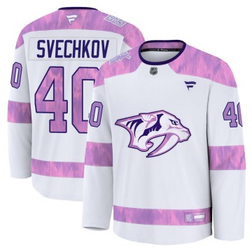 Premium Fanatics Men's Fedor Svechkov Nashville Predators 2024 Hockey Fights Cancer Practice Jersey - White