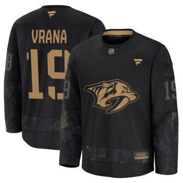 Premium Fanatics Men's Jakub Vrana Nashville Predators 2024 Military Appreciation Practice Jersey - Black