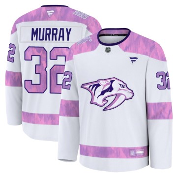 Premium Fanatics Men's Matt Murray Nashville Predators 2024 Hockey Fights Cancer Practice Jersey - White