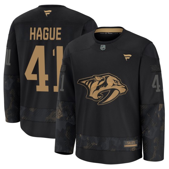 Premium Fanatics Men's Nicolas Hague Nashville Predators 2024 Military Appreciation Practice Jersey - Black