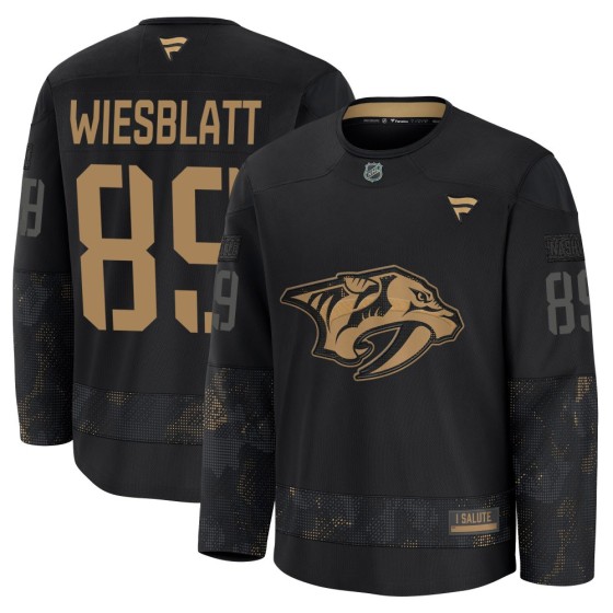 Premium Fanatics Men's Ozzy Wiesblatt Nashville Predators 2024 Military Appreciation Practice Jersey - Black