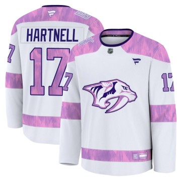Premium Fanatics Men's Scott Hartnell Nashville Predators 2024 Hockey Fights Cancer Practice Jersey - White