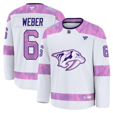 Premium Fanatics Men's Shea Weber Nashville Predators 2024 Hockey Fights Cancer Practice Jersey - White