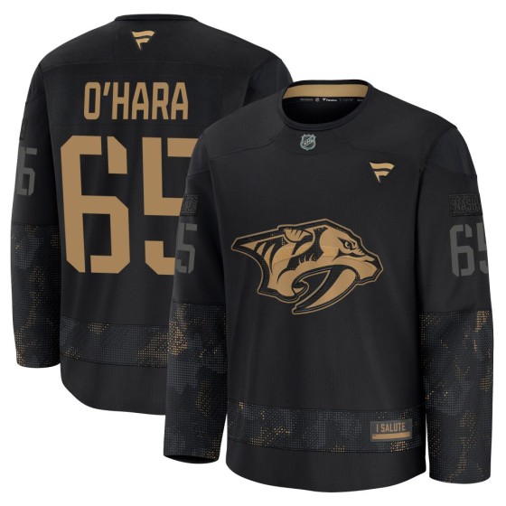 Premium Fanatics Youth Cole O'Hara Nashville Predators 2024 Military Appreciation Practice Jersey - Black