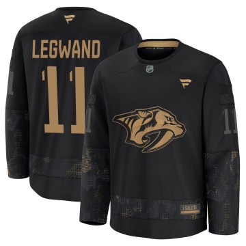 Premium Fanatics Youth David Legwand Nashville Predators 2024 Military Appreciation Practice Jersey - Black