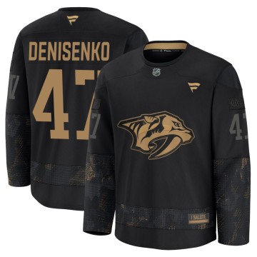 Premium Fanatics Youth Grigori Denisenko Nashville Predators 2024 Military Appreciation Practice Jersey - Black