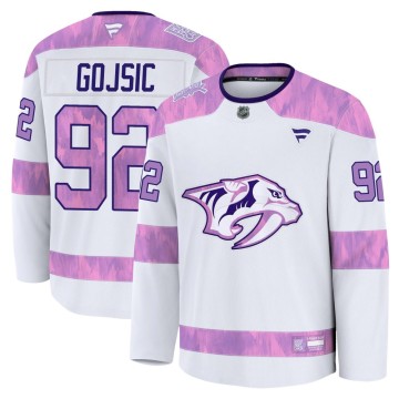 Premium Fanatics Youth Hiroki Gojsic Nashville Predators 2024 Hockey Fights Cancer Practice Jersey - White