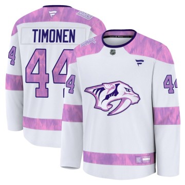 Premium Fanatics Youth Kimmo Timonen Nashville Predators 2024 Hockey Fights Cancer Practice Jersey - White