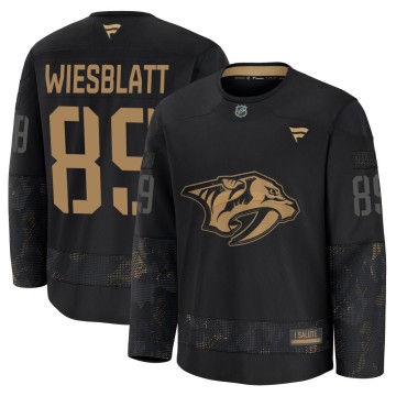 Premium Fanatics Youth Ozzy Wiesblatt Nashville Predators 2024 Military Appreciation Practice Jersey - Black