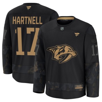 Premium Fanatics Youth Scott Hartnell Nashville Predators 2024 Military Appreciation Practice Jersey - Black